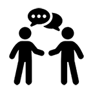 Icon of two people having a conversation