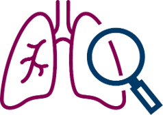 Icon of the lungs with a magnifying glass